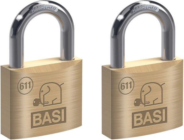 Basi Vorhangschloss Set 2x VHS 611 Gleichschließend in Gold mit Messinggehäuse und 4 Schlüsseln, Breite: 40 mm - Bild 1