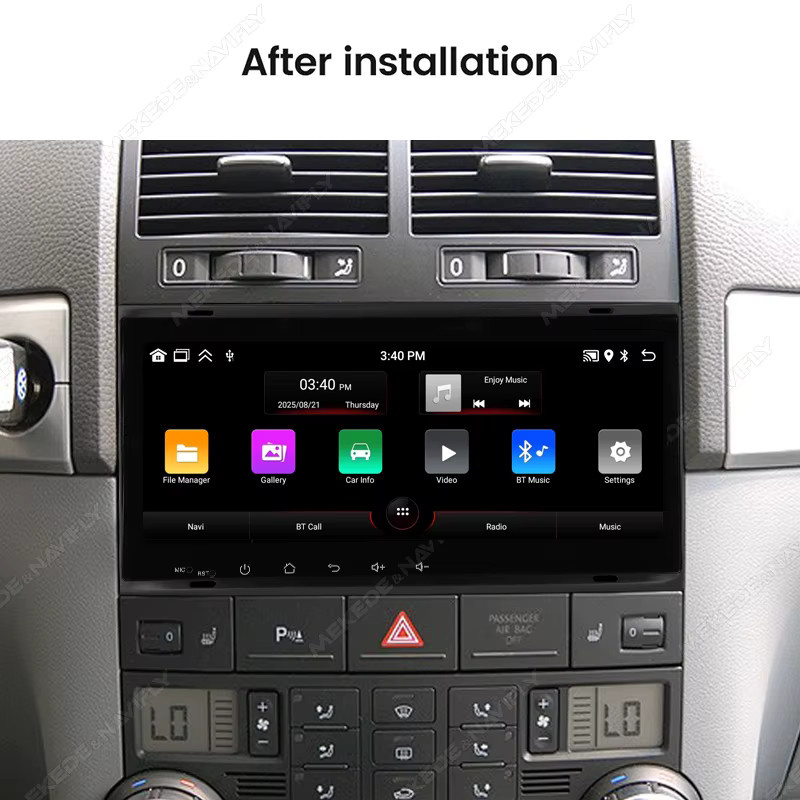 STRONGNAVI Android 15 Autoradio für VW Touareg und Transporter T5 (2004-2011) mit GPS Navigation, Carplay und Android Auto, Schwarz - Bild 2