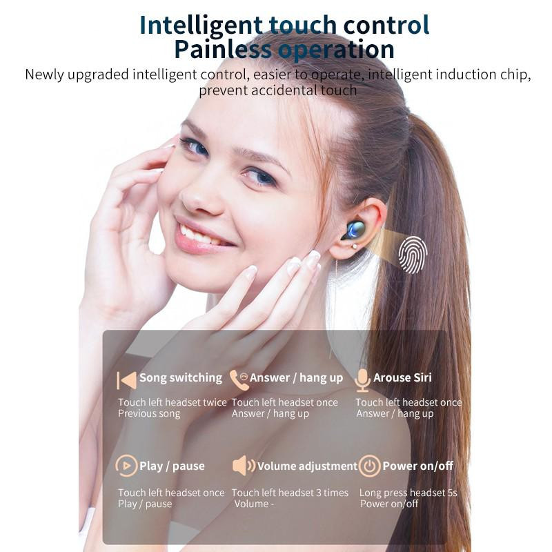 JQIQLY F9 HiFi Bluetooth 5.0 In-Ear Kopfhörer mit CVC 8.0 Rauschunterdrückung und Ladehülle in Schwarz - Bild 2