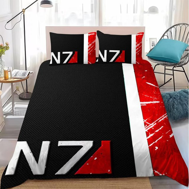 Mass Effect N-N7 Bettwäsche-Set Home Style aus Mikrofaser, 3-teilig, Schwarz, B/H: 135 x 200 cm - Bild 1