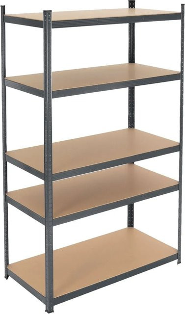 ECD Germany Werkstattregal aus Metall in Anthrazit mit 5 verstellbaren MDF-Böden, B/T/H: 200 x 100 x 60 cm - Bild 2