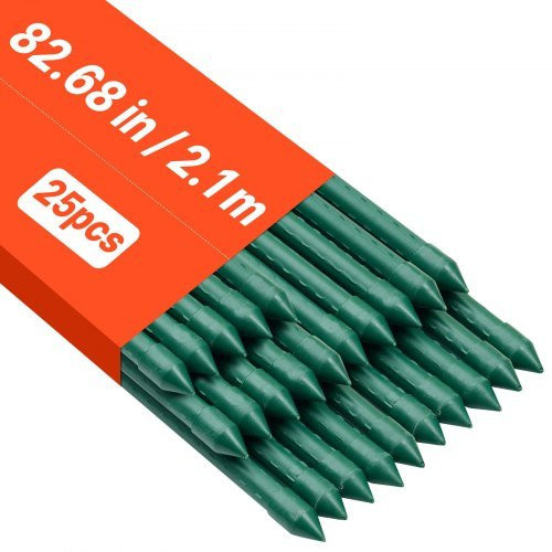VEVOR Rankhilfe 25er-Pack Kunststoffbeschichtete Metall-Tomatenstäbe mit spitzem Ende und rutschfesten Noppen für Kletterpflanzen und Gemüse, Durchmesser: 11 mm, Höhe: 2100 mm - Bild 1