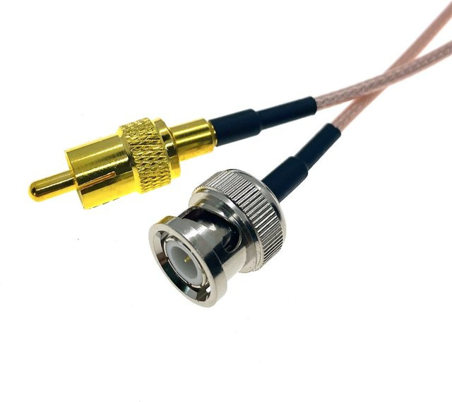 Q9 BNC auf RCA Pigtail Jumper RG316 Video-Verlängerungskabel Goldfarben - Bild 1