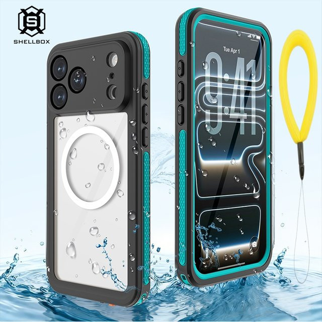 Wasserdichte Apple iPhone 17 Pro Max Handyhülle mit magnetischem Schwimmring in Blau, IP68 wasserdicht und stoßfest - Bild 1