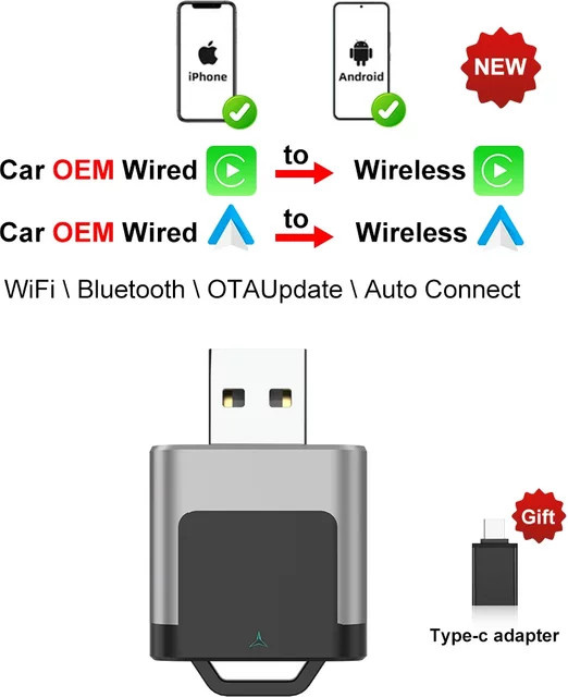 FLIXIVI 2-in-1 CarPlay und Android Auto kabelloser Adapter mit WLAN-Schnellverbindung für Nissan - Bild 1