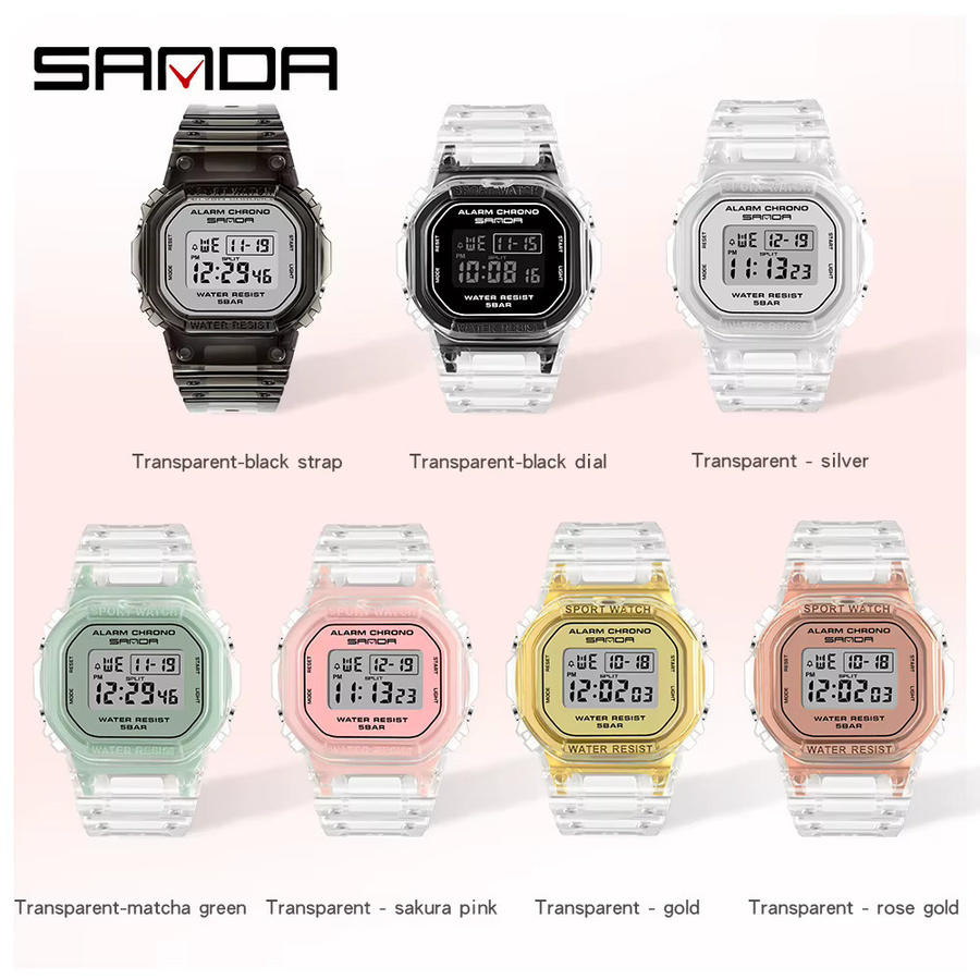 Sanda Digitaluhr, Kunststoff, Schwarz, Damen - Bild 3
