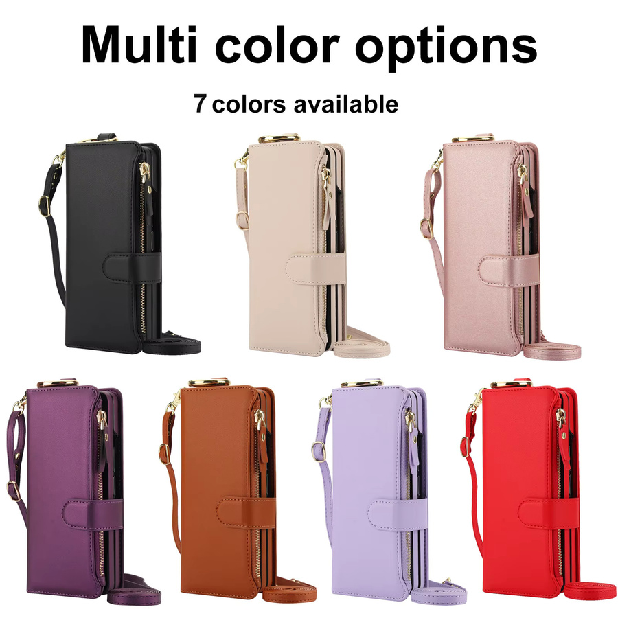 Leder-Handyhülle mit Reißverschluss und Kartenfach für Samsung Galaxy Z Fold 7, 6, 5, 4, 3 in Weiß mit Armband, Ringhalter und Ständer-Funktion - Bild 3