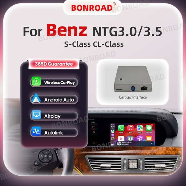 BONROAD Wireless CarPlay und Android Auto Adapter für Mercedes Benz CLS Klasse W221 NTG 3.0 NTG 3.5 mit Bluetooth Navigation - Bild 1