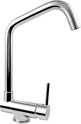 WELLWATER Einhebelmischer aus Messing in Chrom, silberfarben, mit schwenkbarem Auslauf und wassersparender Funktion für Küche und Bad - Bild 1