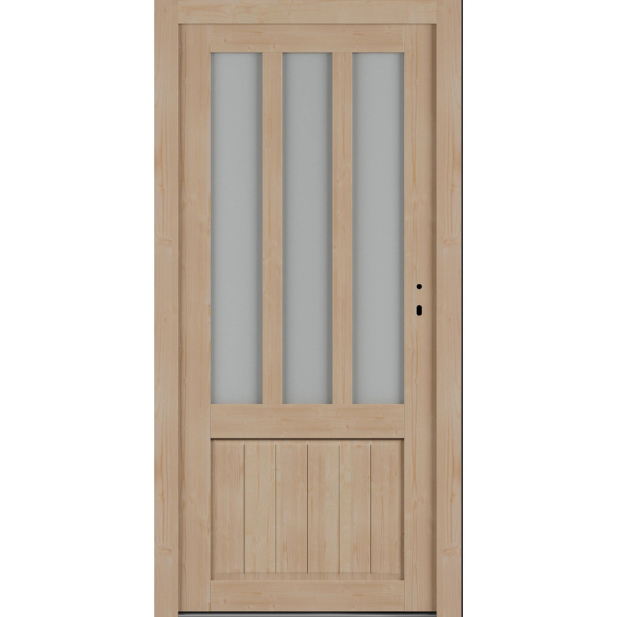 Roro Nebeneingangstür OHE 1001 Fichte mit Glaseinsatz, Farbe Braun/Beige, B: 98 cm, H: 198 cm, DIN Rechts - Bild 2