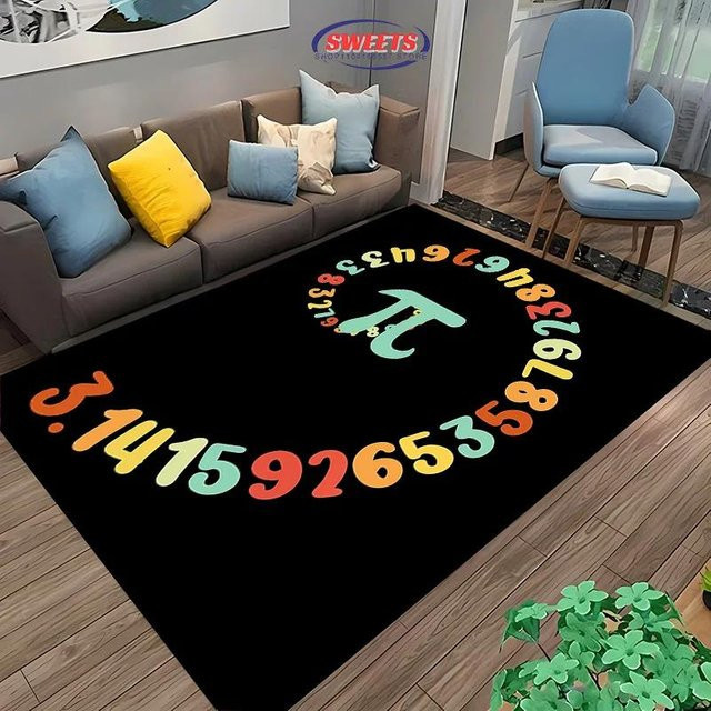 Rutschfester Teppich mit Pi Mathe Wissenschaft Druck von Karpetti in Schwarz, B/T: 60 x 40 cm - Bild 1