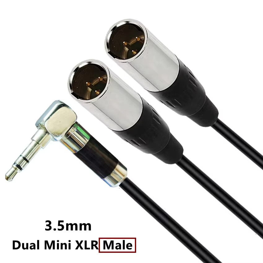 MACDOT Audio Y-Kabel mit Dual Mini 3Pin XLR Stecker und Buchse auf 3,5 mm TRS Stecker in Schwarz - Bild 3