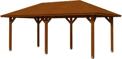 Skan Holz Pavillon Orleans 1 aus Fichten-Leimholz in Nussbaum braun, lackiert, Breite: 294 cm, Tiefe: 576 cm - Bild 2