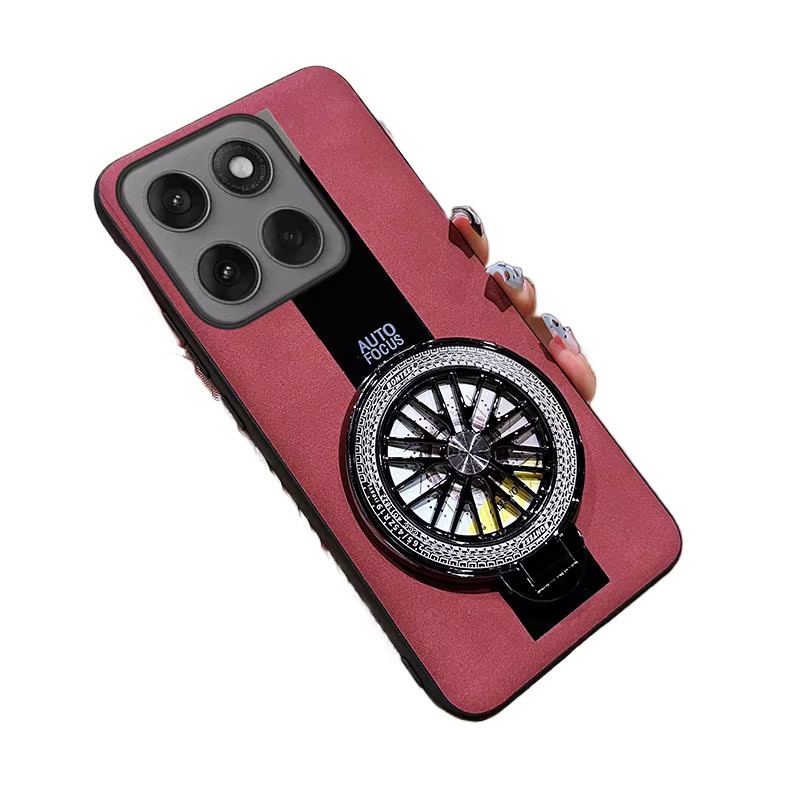Luxus Magnetische Schutzhülle für Motorola Moto G100 mit Gyroskop-Halterung aus Leder und Silikon in Anthrazit und Rot - Bild 2