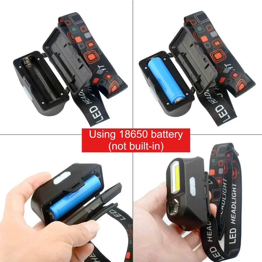 XIWANGFIRE LED und COB Stirnlampe in Schwarz mit 800 lm, wiederaufladbar via USB, wasserdicht mit 6 Modi für Arbeit und Outdoor - Bild 5