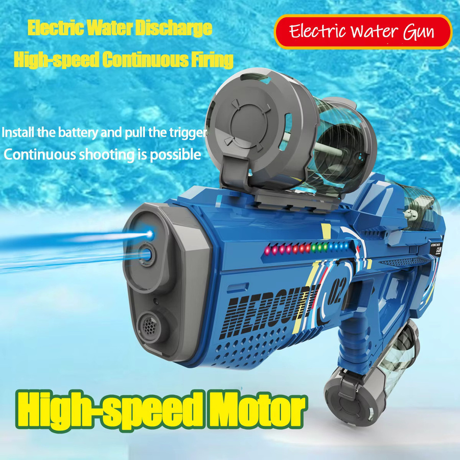 CONUSEA Elektrische Wasserpistole mit LED und Dauerfeuer in Orange und Blau für Kinder - Bild 3