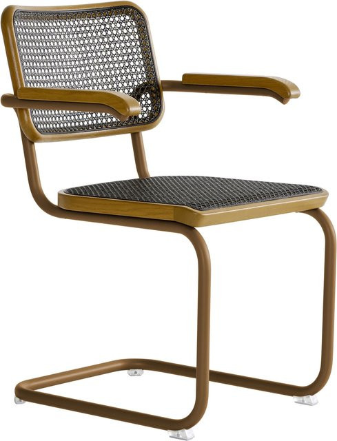 Thonet S 64 V Freischwinger mit Cantilever-Gestell in Dark Melange und Eiche - Bild 1