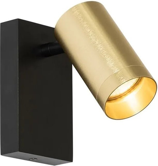 QAZQA Wandleuchte Jeana Luxe in Schwarz und Gold, verstellbar und dimmbar mit Schalter - Bild 1