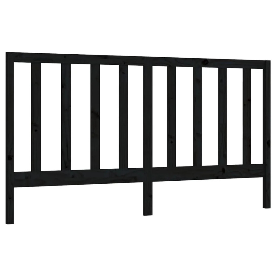 vidaXL Kopfteil aus Massivholz Kiefer in Schwarz, B: 186 cm, H: 100 cm, T: 4 cm - Bild 2