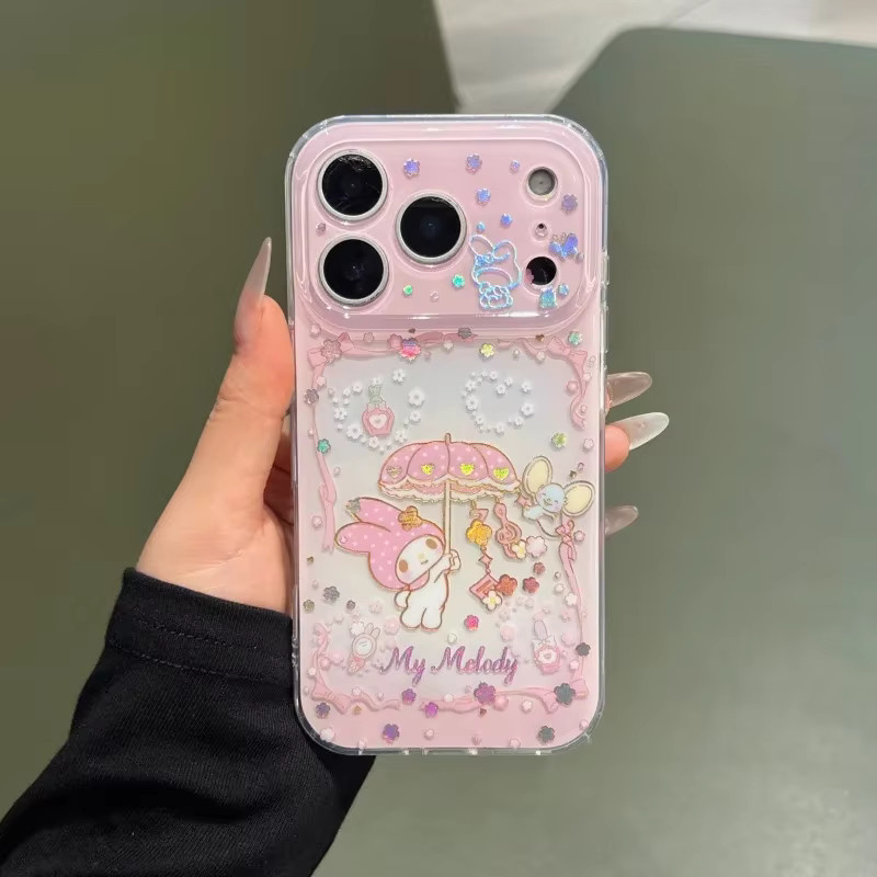 Sanrio Cartoon Regenschirm-Handyhülle mit Melodie und Lanyard für iPhone 17 14 15 16 Pro Max in Pink, stoßfeste Handyhülle - Bild 2