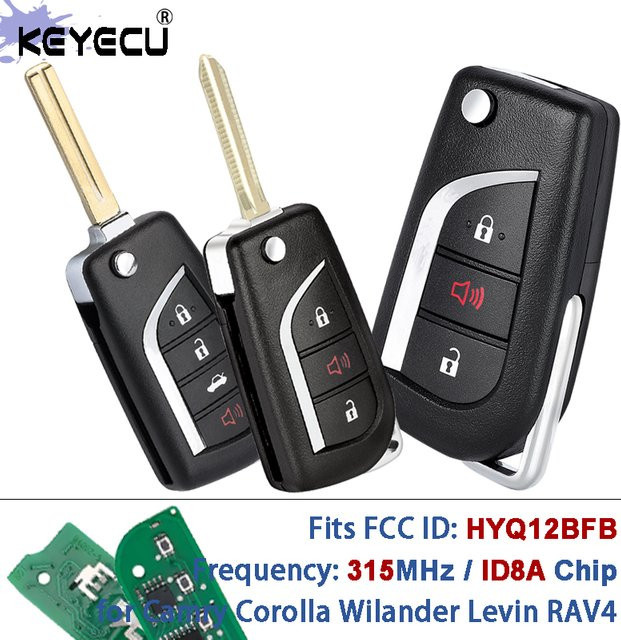 KEYECU Remote Auto Schlüsselanhänger mit Chip Flip für Toyota Camry Corolla RAV4 in Schwarz - Bild 1