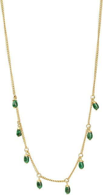 Celesta Anhänger mit Kette, 925 Silber vergoldet, Malachit, Unisex - Bild 1