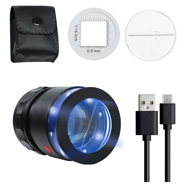 ABKY Lupe 10x, mit LED-Licht, Schwarz - Bild 1