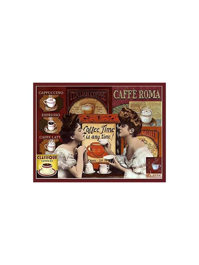 Caffe Roma Cappuccino Latte Wanddekoration aus Metallblech im Vintage-Stil, Mehrfarbig, Rechteckig - Bild 2