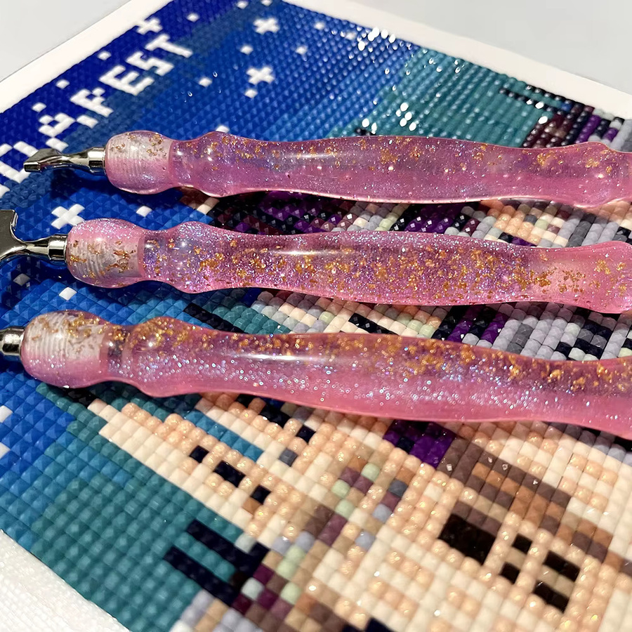 HOMFUN Diamantmalerei-Stift in Rosa-Gold mit Metall-Schraubgewinde-Spitzen für Stickerei und Diamond Painting - Bild 5