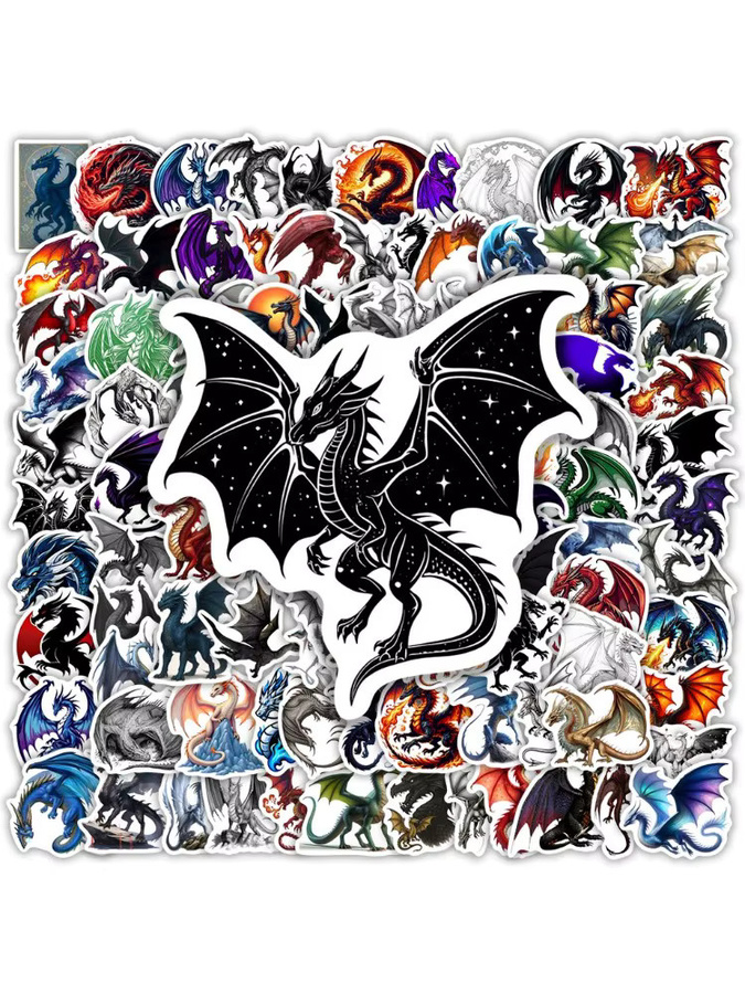 Wasserdichte Fantasy-Drachen Aufkleber aus Vinyl in Multicolour für Scrapbook, Tagebuch und Laptop - Bild 3