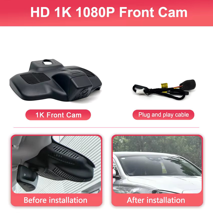 CARBAOHUI 4K Dashcam für Mercedes Benz E-Klasse W213 S213 C238 Facelift 2020-2023, 2160P Auto-DVR Videorekorder mit App-Steuerung, Schwarz - Bild 4