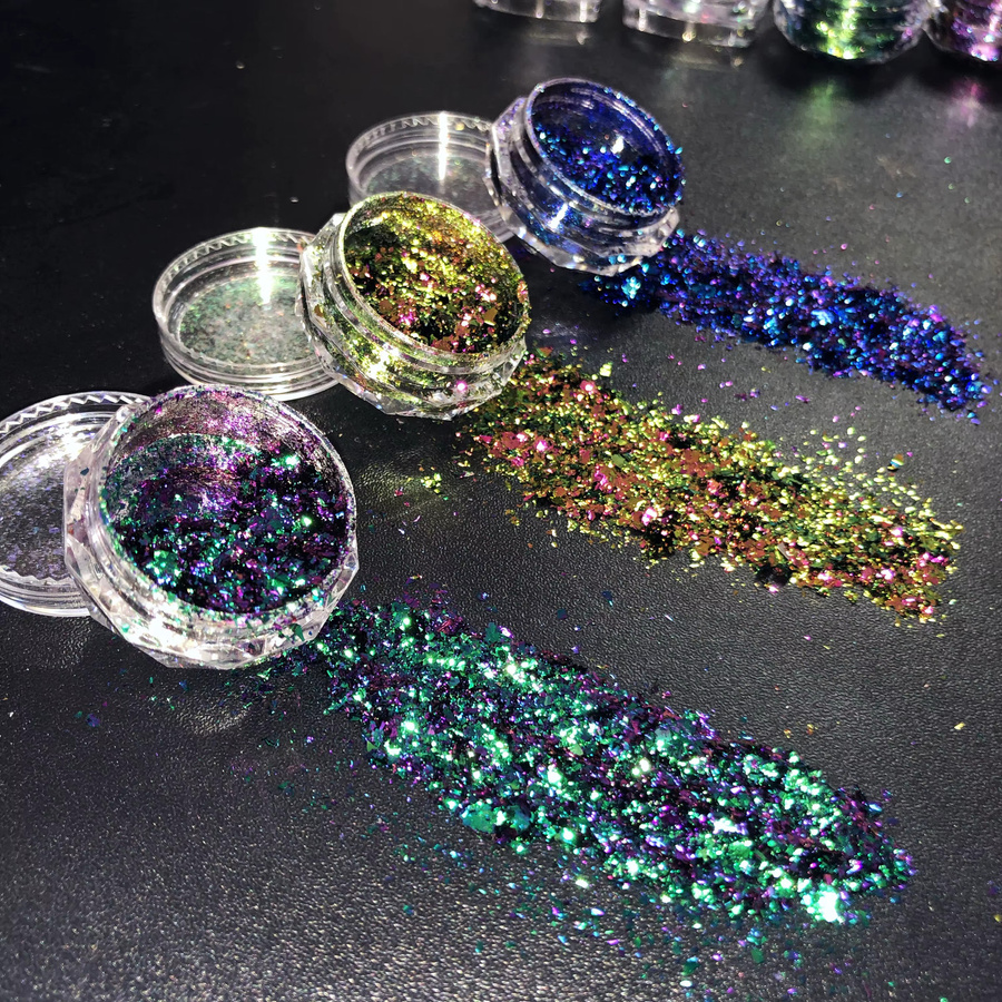 HotPress Chamäleon-Glitzerflocken, 12 Farben, Metallic, Unisex - Bild 2
