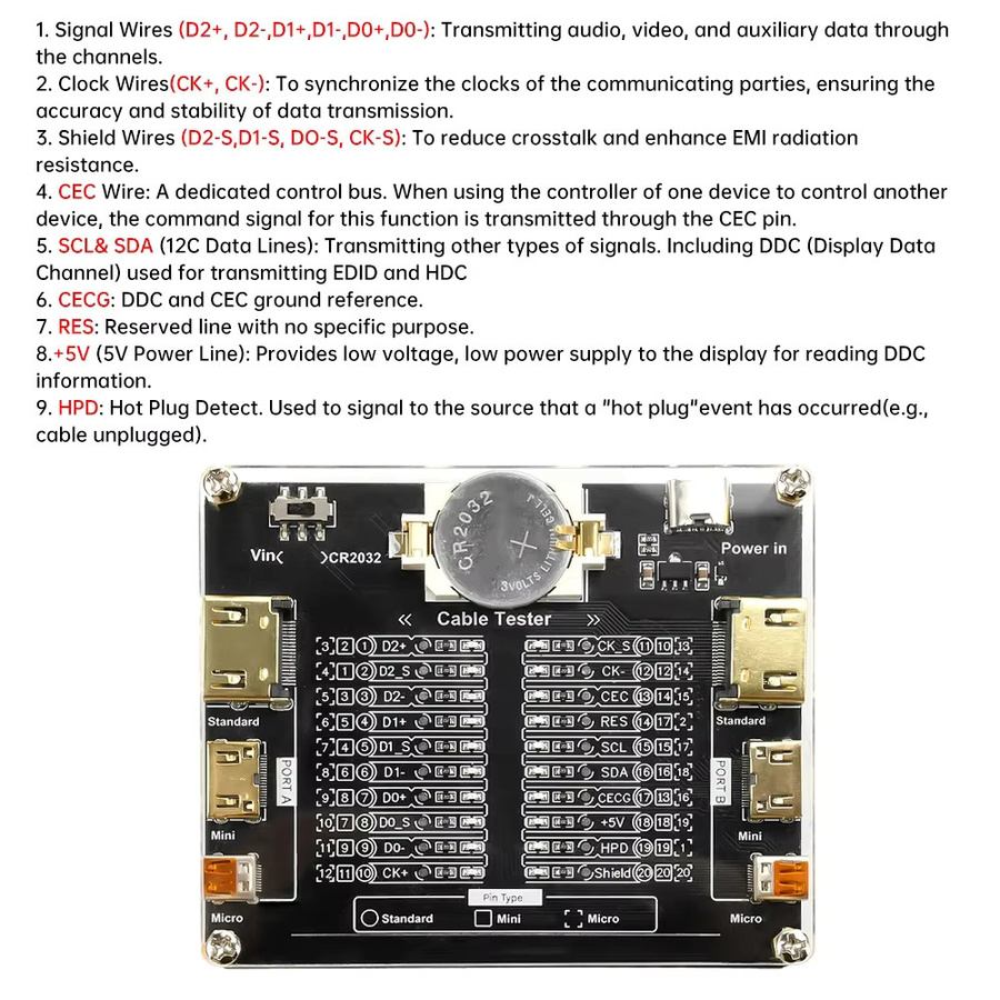 USB-Datenleitungserkennungsplatine Kabeltester für Micro USB und USB A Typ zur Kurzschlussprüfung in Schwarz - Bild 4
