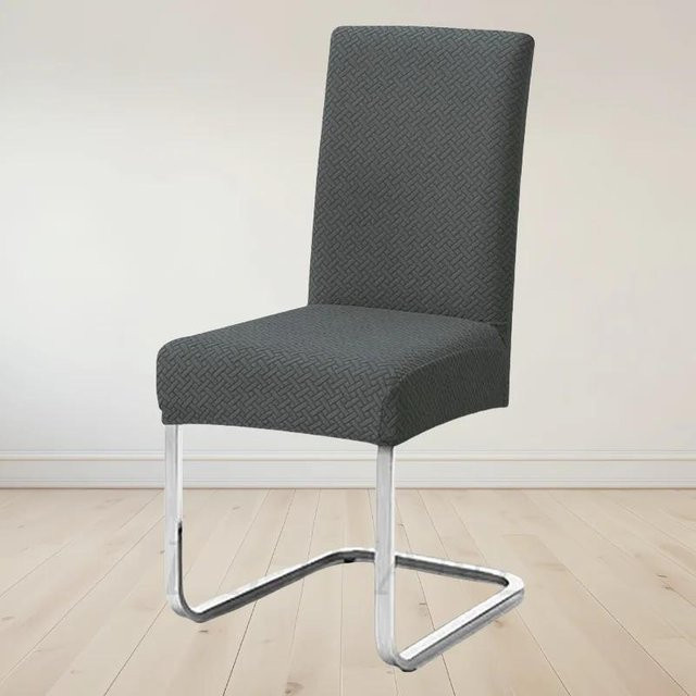 Elastischer Jacquard Stuhlbezug mit T-Muster in Grau für Esszimmerstühle und Bürostühle - Bild 1
