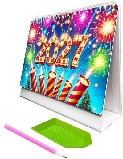 EliteEra Diamond Art Schreibtischkalender-Set 2027, DIY Bastelset mit 12 Monatskalendern in Blau und Multicolour - Bild 1