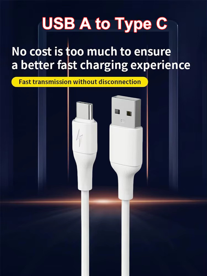 LYNXZ USB-A auf Typ-C Schnellladekabel 60W mit 480Mbps Datenübertragung in Weiß - Bild 3