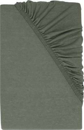 LIVARNO Jersey-Spannbettlaken aus Baumwolle und Leinen, Grün, B/T: 100 x 120 x 200 cm