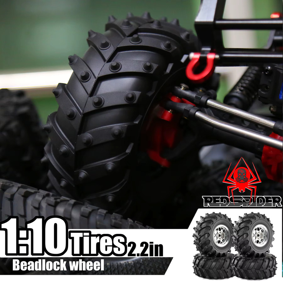 RS Metall 2,2 Beadlock-Räder und Crawler Monster Spike-Reifen, 4-teiliges Set, 1:10, Schwarz - Bild 5