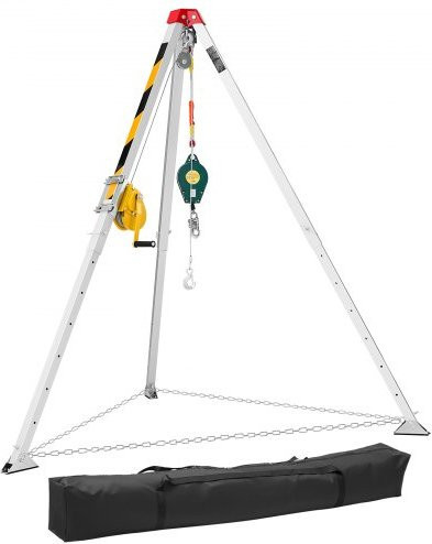 VEVOR Rettungsdreibein-Set für beengte Räume aus Stahl in Silber mit 544 kg Winde, 19,8 m Kabel und Absturzsicherung, Arbeitshöhe: 1,34–2,15 m - Bild 1