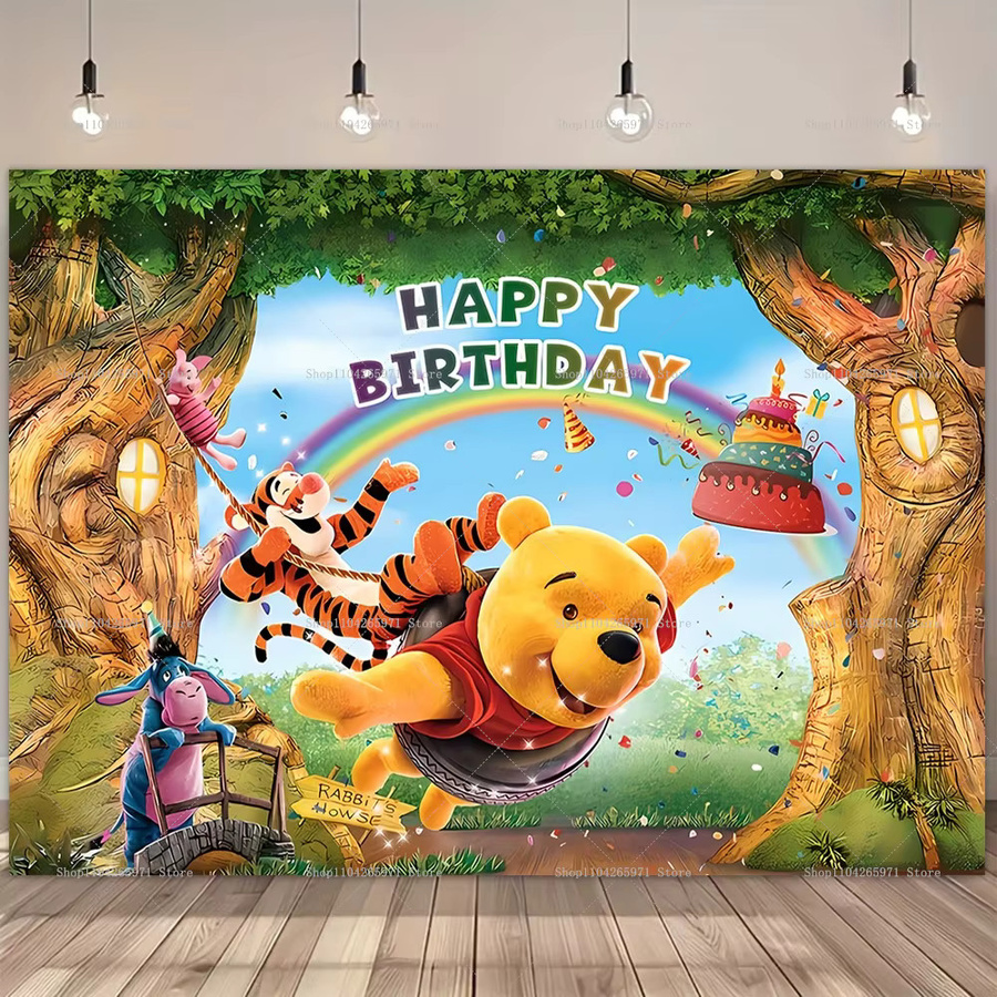 Disney Winnie the Pooh Party-Dekoration mit Tiermotiven für Kindergeburtstage und Babypartys, Mehrfarbig, Rechteckig, Breite: 150 cm, Höhe: 100 cm - Bild 1