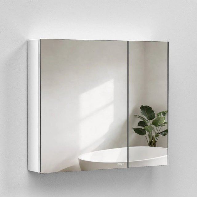 Emke Spiegelschrank Weiß 2-türig für das Badezimmer B: 85 cm, H: 65 cm - Bild 1