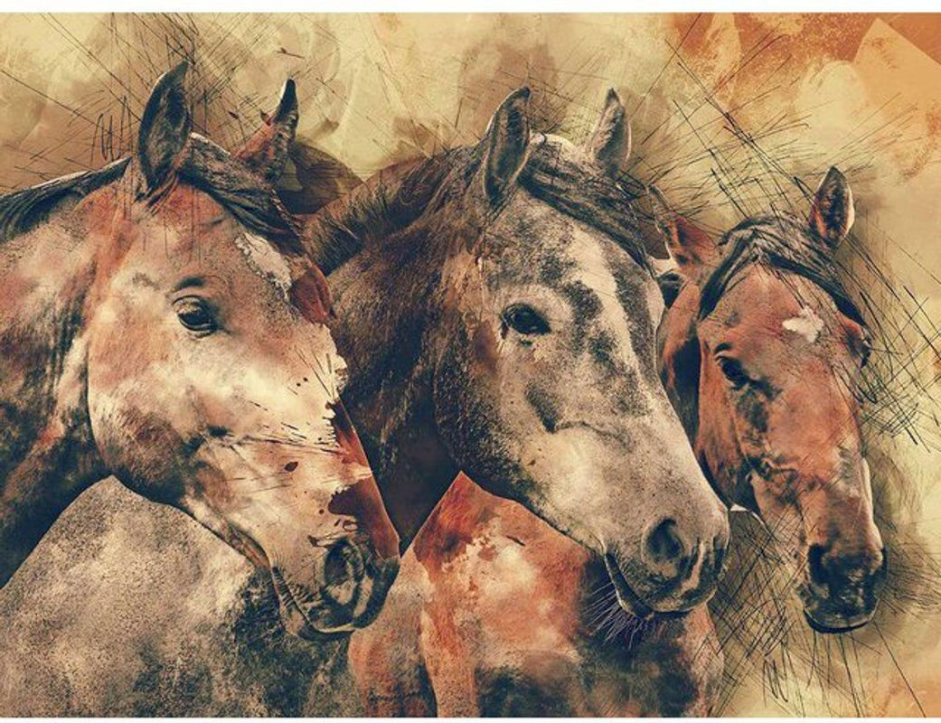 FIYO Diamond Painting Pferd Motiv mit Kristallsteinen, Mehrfarbig, B/H: 20 x 30 cm - Bild 1