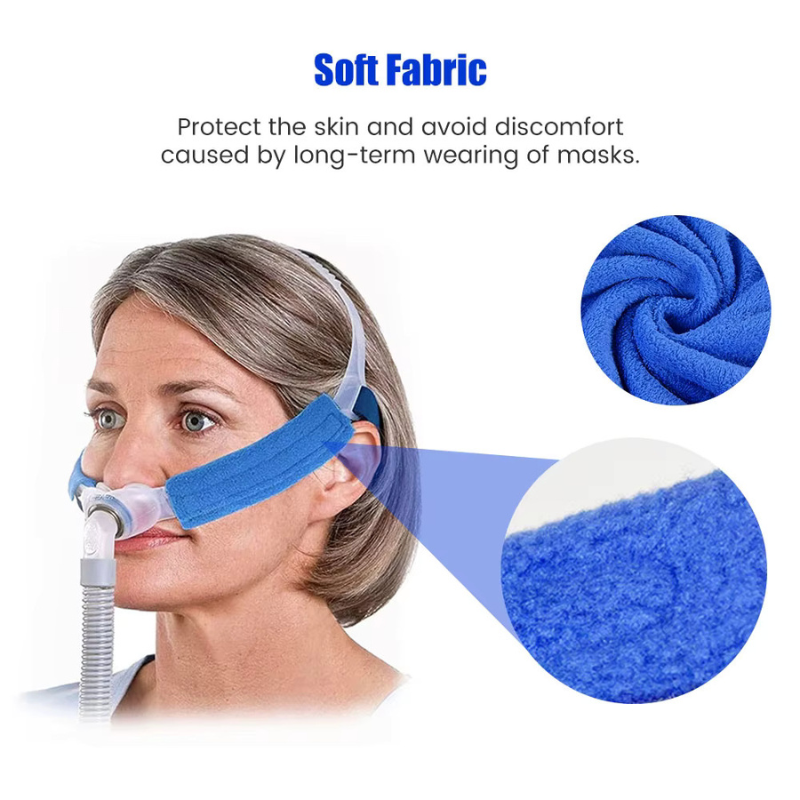 SUOLAER CPAP-Masken-Einlagen und Riemenabdeckungen, 4er-Pack, Blau - Bild 5