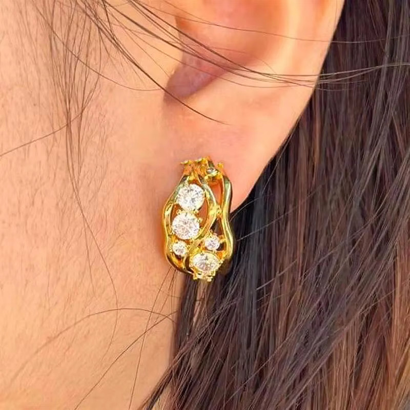 Huitan Noble Creolen, Gold, Zirkonia, Damen - Bild 3