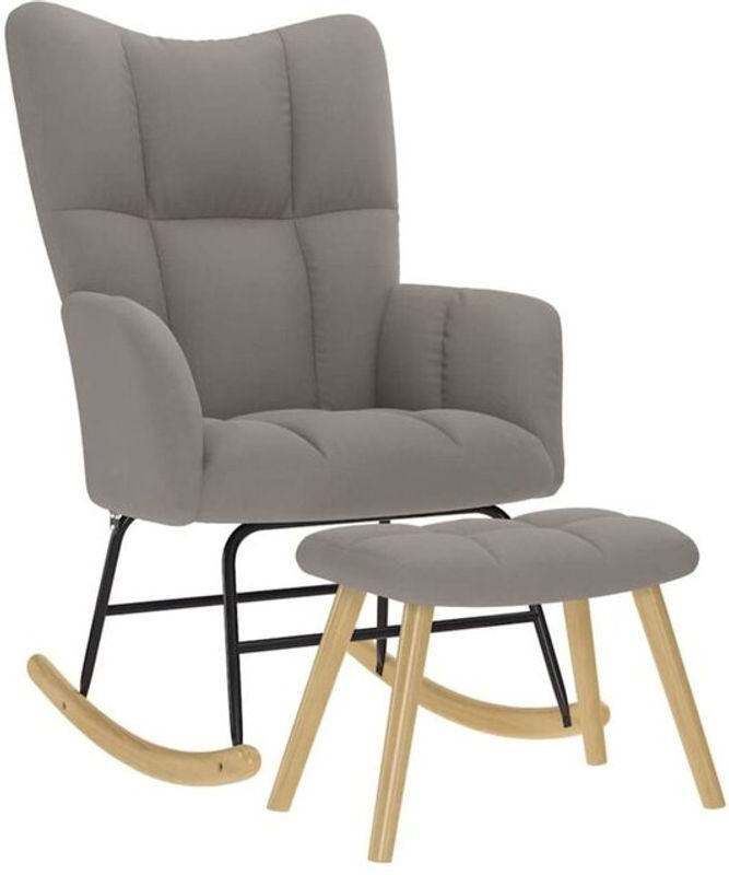 vidaXL Schaukelstuhl mit Fußhocker in Taupe meliert aus Stoff und Metall im skandinavischen Design - Bild 1