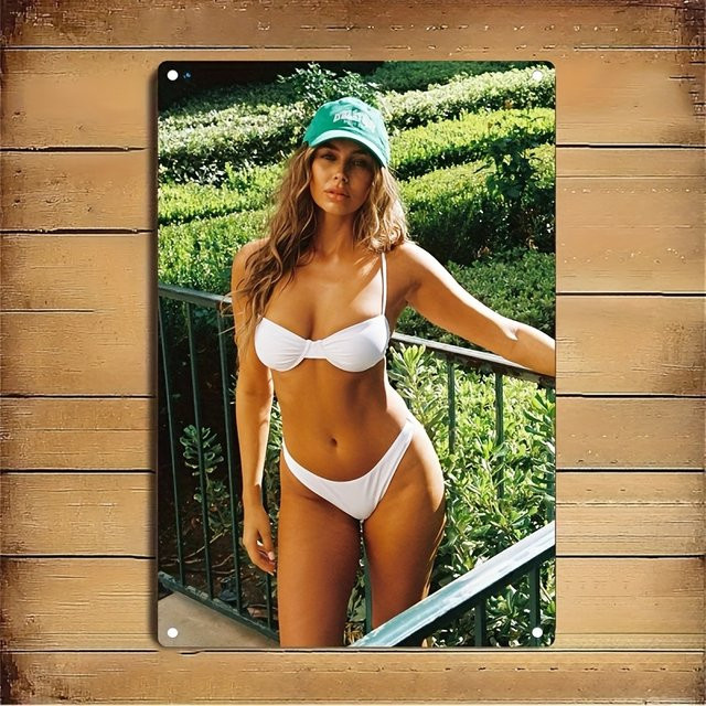 HELLOYOUNG Wandkunst Metall-Bikini-Strandschild in Mehrfarbig, Maritime Deko aus Eisen, B/H: 30,0 x 20,0 cm - Bild 1