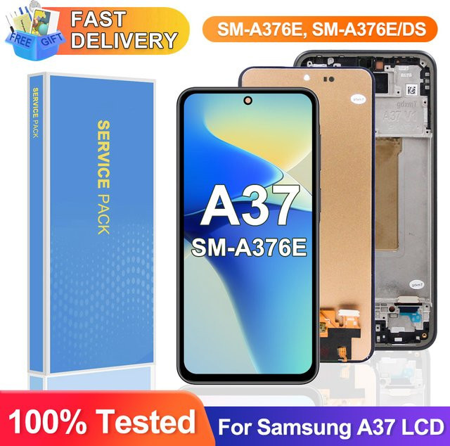 Samsung A37 5G LCD Display mit Touchscreen Digitizer in Schwarz für SM-A376E und SM-A376B als Bildschirmersatz - Bild 1