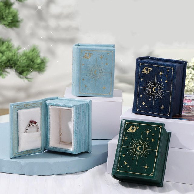 Lederschachtel für Schmuck, buchförmige Ringbox, Unisex - Bild 1