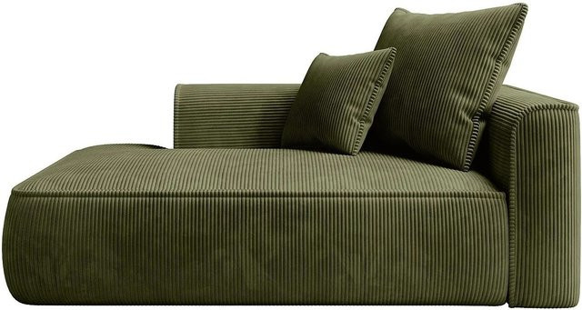 Vente-unique Recamiere Pineta ohne Schlaffunktion in Khaki aus Cord-Samt, Breite: 180 cm - Bild 1