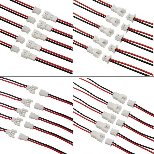ALLiSHOP Stecker Set mit JST 1,25mm, PH 2,0mm, MX 2,0mm und XH 2,54mm 2Pin Männlich und Weiblich in Weiß - Bild 1